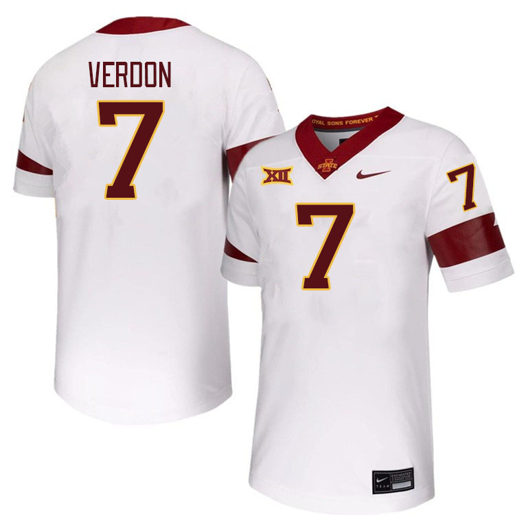 Men #7 Malik Verdon Iowa State Cyclones College Football Jerseys Stitched-White